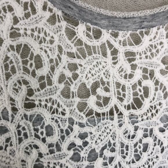 Sundance Lace Crochet Overlay Pullover Sweatshirt Size Medium - Picture 6 of 14